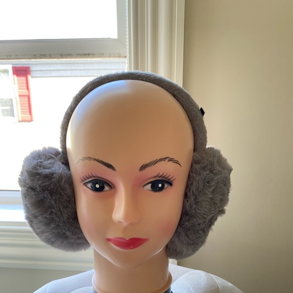 UGG Australia Grey Faux Fur Ear Muffs - Picture 2 of 3